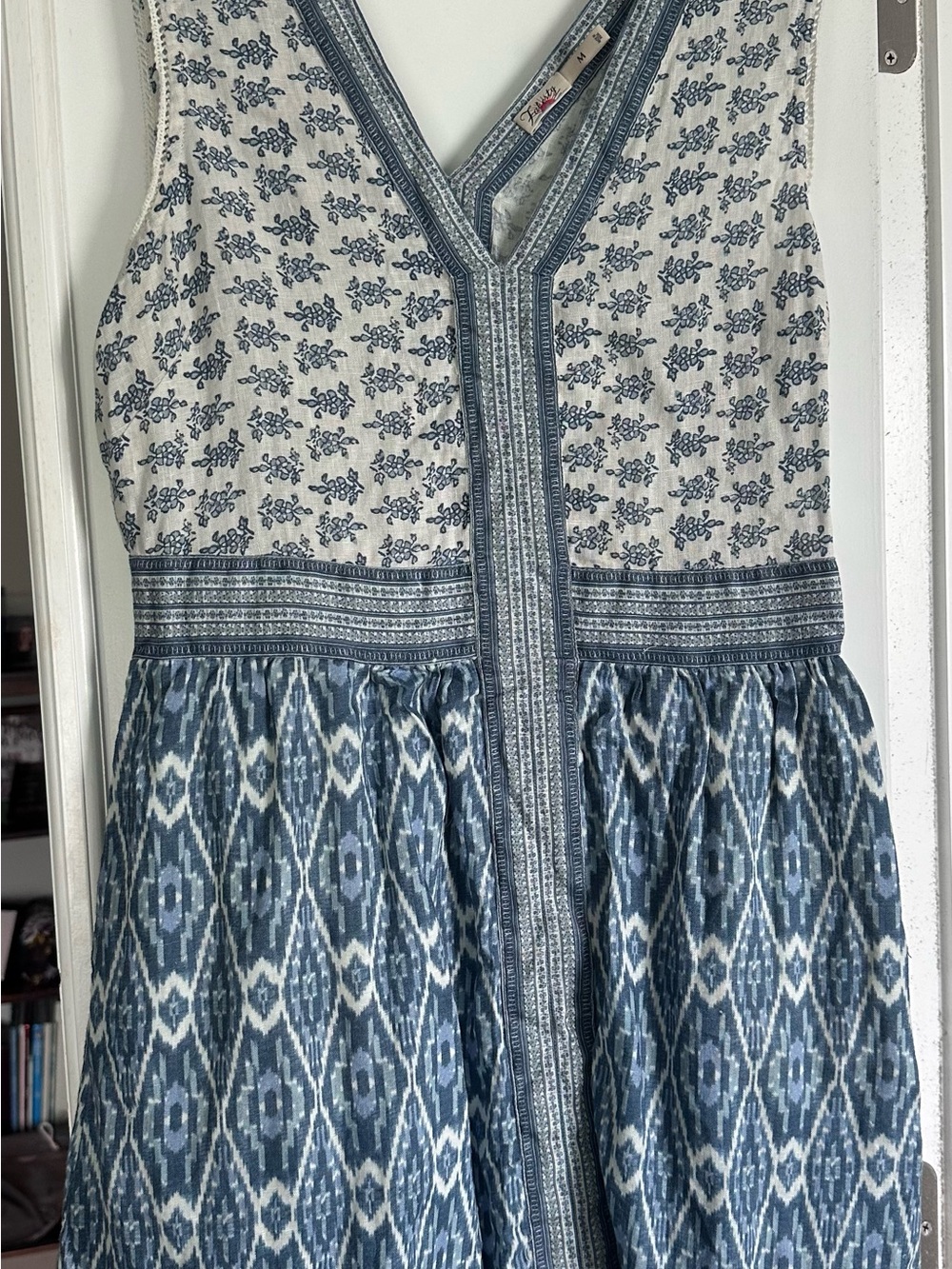 Faherty Blue Printed Sleeveless Dress - Lightweight Summer Style